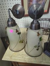 PAIR OF DECORATIVE CANDLE HOLDERS, WALL HANGING, MEASURES 12 AND 1/2"H