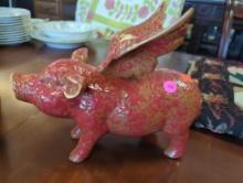 HD Designs Large Beautiful Ceramic Flying Pig 11" x 5.1" x 9" tall, What you see in photos is what