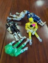 Lot of 5 Mighty Morphin Power Rangers, 1994 8" Green Ranger, 1993 8" Yellow Ranger, 1993 Black