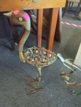 Metal Peacock Sculpture Decor Art Bird Statue Has Some Minor Rusting Measure Approximately 30 in x