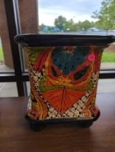 Talavera ball footed square planter. Comes as is shown in photos. Appears to be used. 10.5"W x