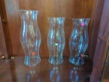 Lot of 3 Glass Hurricane Lamp Shades Large, What you see in photos is what you will receive Sold