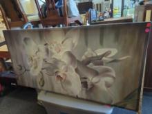 Canvas Painting of A Floral Design, Measure Approximately 54 in x 27 in, What you see in photos is