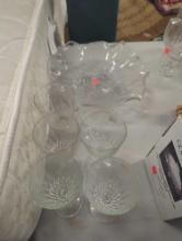 Lot of 7 Items Including 6 Cristal D' Arques Durand France Claret Wine Glasses and Large Cambridge
