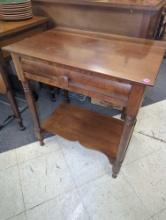 Farm House Style Mahogany Side Table, Approximate Dimensions - 29" H x 26" W x 18" D, Appears to be