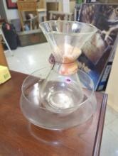 Lot of 2 Items Including Mid Century Modern Chemex Pyrex Glass Pour Over Coffee Maker (11 Cups,
