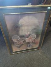 Framed Print of "Patio Chairs" by Yuan, Approximate Dimensions - 22" x 28", What You See in the