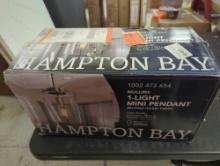 Hampton Bay Mullins 6.75 in. 1-Light Brushed Nickel Mini Pendant, No Glass Shade, Retail Price $55,