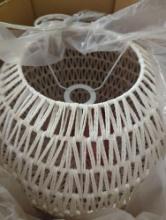 JONATHAN Y Luna 15.7 in. Woven Rattan Orb LED Pendant, White, Appears to be New in Open Box Retail