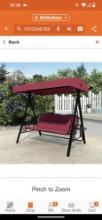 (Box 1 ONLY) VEIKOUS 3-Person Metal Patio Swing Chair With Converting Canopy Porch Swing With