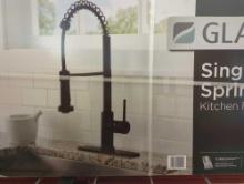 Glacier Bay Paulina Single-Handle Spring Neck Pull Down Sprayer Kitchen Faucet in Matte Black,