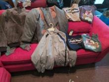 (DEN) LOT OF MEN'S CLOTHING TO INCLUDE: AN ALPINE VILLAGE LARGE BROWN JACKET, BERETTA BRAND XL