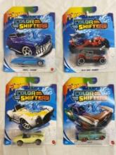 Brand New: 4 assorted Hot Wheels collectibles- Color Shifters series