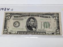 1934-A Currency - $5 Federal Reserve Note