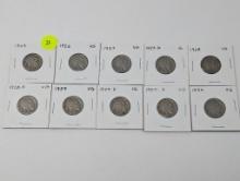 1925-1930 Nickel - Buffalo (10 coins)