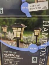 Lot of 2 Hampton Bay Hartford 8 Lumens Bronze LED Outdoor Solar Landscape Path Light (4-Pack).