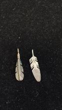 2) STERLING SILVER FEATHER PENDANTS 2G.