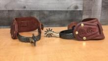 "B.C." LEATHER WESTERN BOOT SPURS