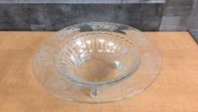 ETCHED GLASS CONSOLE BOWL