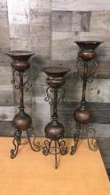 3) GOTHIC TRI-POD CANDLE HOLDERS
