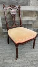 VICTORIAN CARVED BACK SIDE DINING CHAIR