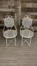 PAIR OF METAL ICE CREAM PARLOR CHAIRS.