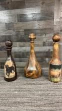 3) ITALIAN LEATHER WRAPPED DECANTERS
