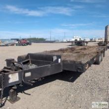 EQUIPMENT TRAILER, 1991 MCI, APPROX 8FT WIDE X 21FT 6IN DECK, DRIVE OVER FENDERS, TANDEM AXLE, WITH