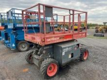 SKYJACK SJ6826RT SCISSOR LIFT SN-003883... ...4x4, powered by dual fuel engine, equipped with 26ft.