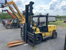 HYSTER H155XL2 FORKLIFT SN:3486K powered by diesel engine, equipped with OROPS, 15,000lb lift