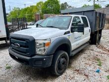 2012 FORD F450XL STAKE DUMP TRUCK VN:1FDGW4GY6CEB33817 powered by 6.8 liter gas engine, equipped