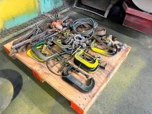 QTY OF ASST'D SIZE LEVER HOISTS, SHACKLES, C CLAMPS RIGGING EQUIPMENT