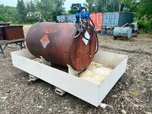 STEEL FUEL SUPPLY TANK WITH CONTAINMENT, DRESSER WAYNE ELECTRIC PUMP WITH METER, FORK POCKETS FUEL