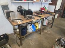 8IN. X 40IN. STEEL SHOP TABLE, 2 SHELVES, VISE SUPPORT EQUIPMENT