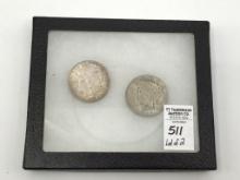 Lot of 2 Silver Dollars Including 1889 Morgan