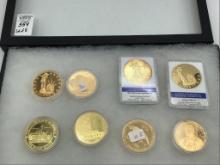 Lot of 8 Gold REPLICA Coins Including