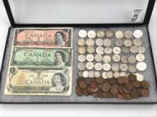 Group of Approx. 124 Canadian Coins & Paper
