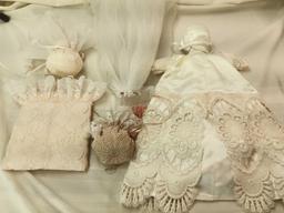 SOFT BODY DOLL AND ACCESSORIES, WEDDING VAIL, PILLOW, AND OTHERS