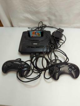 SEGA GENESIS GAME SYSTEM WITH CONTROLLERS AND SONIC 2 GAME UNTESTED NO MANUAL NO BOX