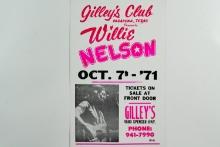 Vintage Willie Nelson Gilley's Club Poster