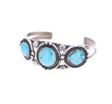 Navajo Sterling Silver Morenci Turquoise Bracelet