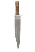 C. 1850 Saynor Sheffield Stag Bowie Fighting Knife