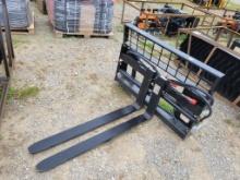 UNUSED 2024 AGT SA-AD HYDRAULIC SKID STEER FORKS, TO FIT FORK LIFT, 4x1.4x5