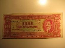 Foreign Currency: Bolivia 1,000 Bolivanos (crisp)