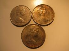 Foreign Coins:  New Zealand 1970. 77 & 82 10 Cents
