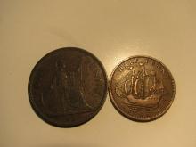 Foreign Coins: Great Britain 1937 Penny & 1946 1/2 Penny