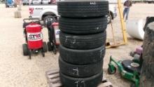LOT OF TIRES,  (6), 245/70R19.5 W/ STEEL WHEELS, AS IS WHERE IS