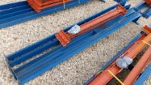 LOT OF HEAVY DUTY PALLET RACKING TRACKS,  4' LONG, BRACES & BOLTS INCLUDED,
