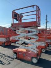 2015 SNORKEL SCISSOR LIFT MODEL S3219E ANSI, ELECTRIC, APPROX MAX PLATFORM HEIGHT 19FT, BUILT IN