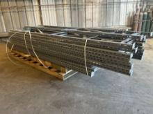 PALLET OF UPRIGHTS FOR RACK,...APPROX 26...TOTAL, APPROX 10FT